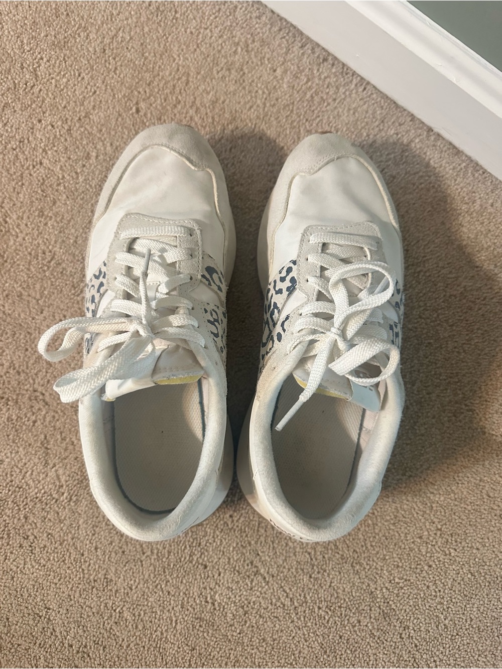 White Women's Animal-Print Accent Lace-Up new balance Sneakers